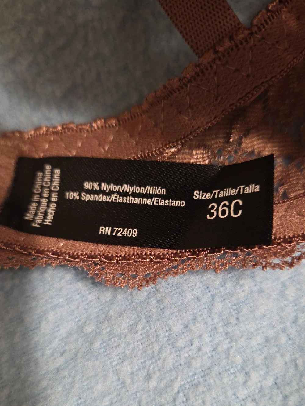 Rene Rofe NWT Lace Underwire unpadded Bra  Brown. 36C - Picture 3 of 3